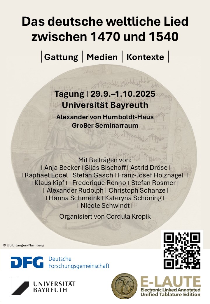 Plakat zur Tagung "Das deutsche weltliche Lied" UBT 29.09.-01.10.2025