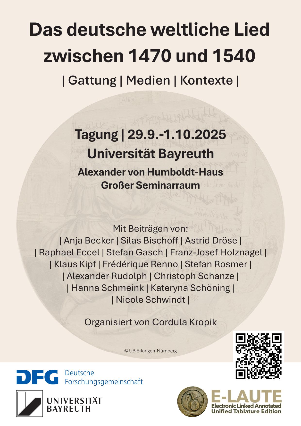 Plakat zur Tagung "Das deutsche weltliche Lied" UBT 29.09.-01.10.2025